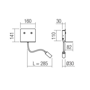 Redo 01-3211 - LED-Wandleuchte mit flexibler und kleiner Lampe MOKA LED/6W + LED/3W/230V USB CRI90 schwarz