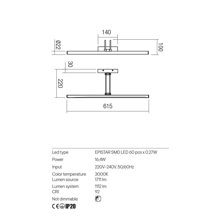 Redo 01-3470 - LED-Bilderleuchte IKON LED/16,4W/230V 61,5 cm CRI 92 weiß