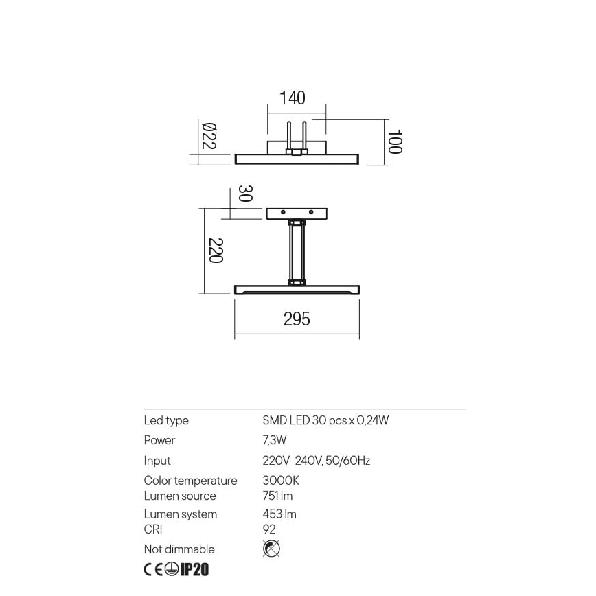 Redo 01-3472 - LED-Bilderleuchte IKON LED/7,3W/230V 29,5 cm CRI 92 Messing