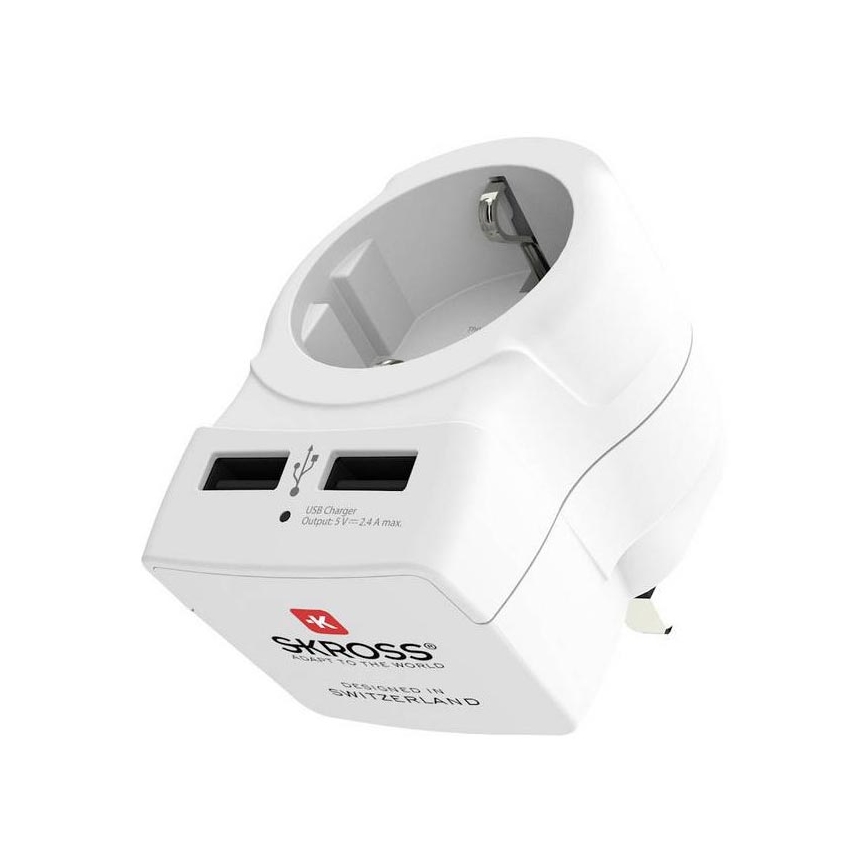 Reiseadapter für UK 230V + 2x USB-Anschluss