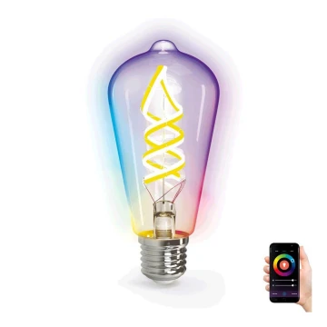 RGB+CCT LED-Glühbirne FILAMENT ST64 E27/4,9W/230V 2700-6500K Wi-Fi - Aigostar