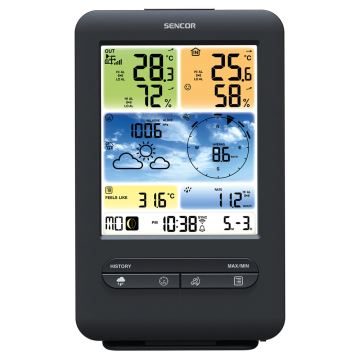 Sencor - Professionelle Wetterstation mit LCD-Farbdisplay 1xCR2032 Wi-Fi