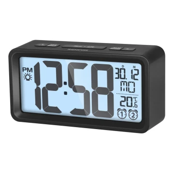 Sencor - Wecker mit LCD Display mit Thermometer 2xAAA schwarz