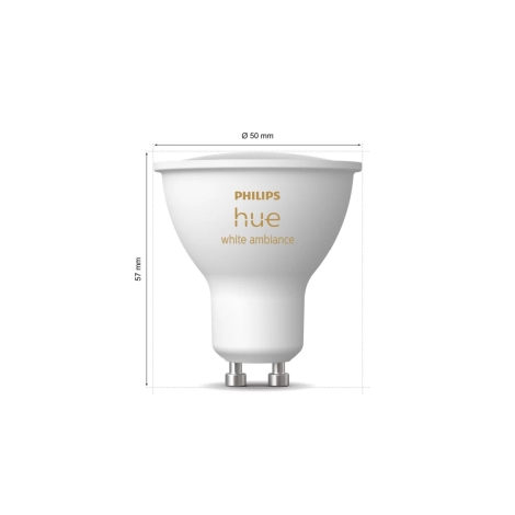 SET 2x Dimmbares LED-Leuchtmittel Philips Hue WHITE AMBIANCE GU10/4,2W/230V 2200-6500K