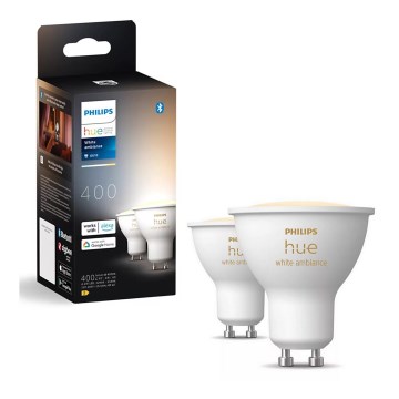 SET 2x Dimmbares LED-Leuchtmittel Philips Hue WHITE AMBIANCE GU10/4,2W/230V 2200-6500K