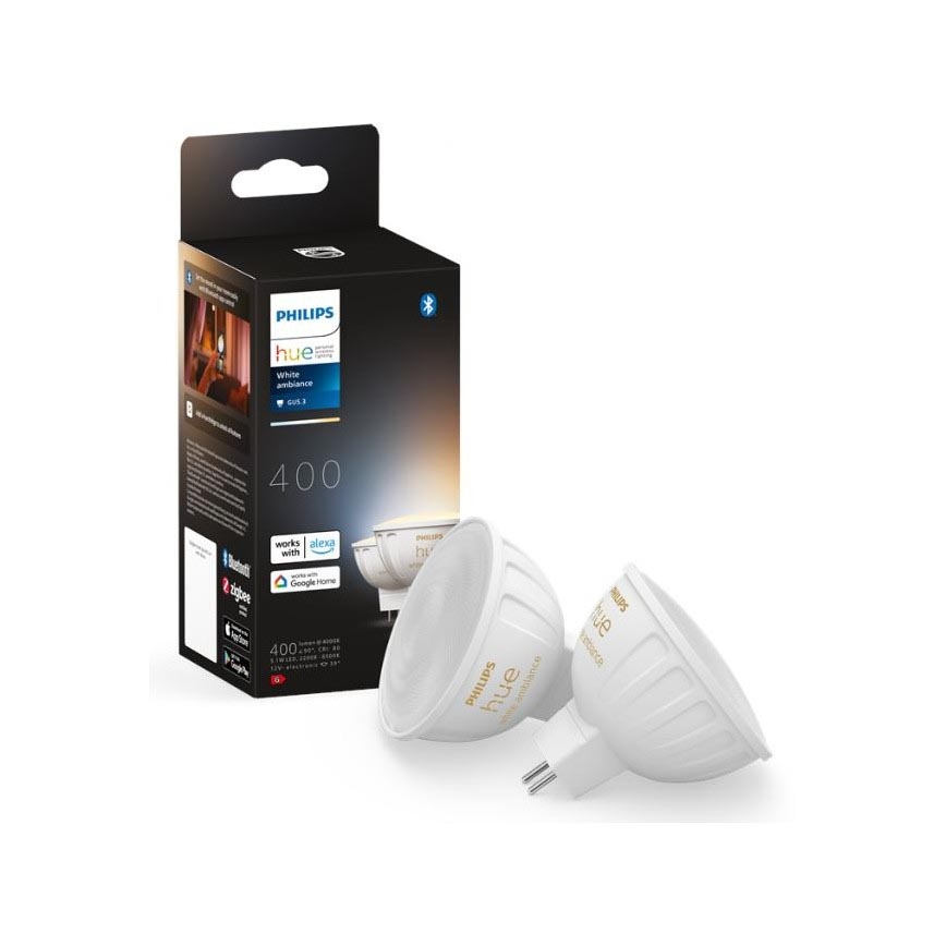 SET 2x Dimmbares LED-Leuchtmittel Philips Hue White Ambiance GU5,3/MR16/5,1W/12V 2200-6500K