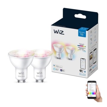 SET 2x Dimmbares LED-RGBW-Leuchtmittel PAR16 GU10/4,7W/230V 2200-6500K Wi-Fi - WiZ