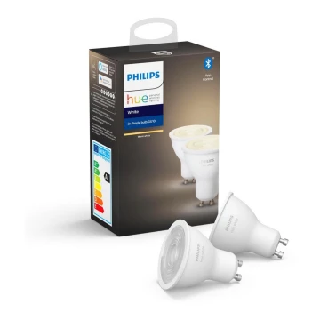 SET 2x LED dimmbare Glühbirne Philips Hue WHITE GU10/5,2W/230V 2700K