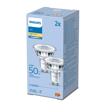 SET 2x LED Glühbirne Philips GU10/4,6W/230V 2700K