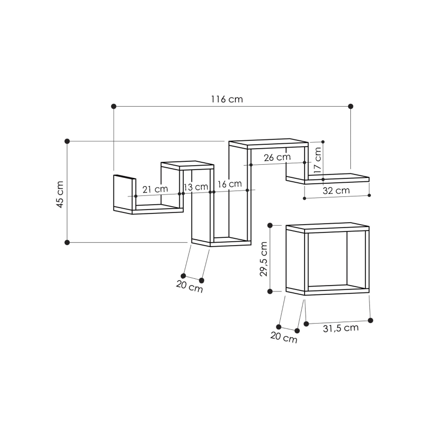 SET 2x Wandregal FOLLOW braun