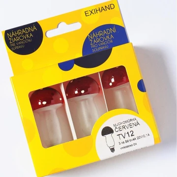 SET 3 x Ersatzglühbirne MUSHROOM E10/20V/0,1A rot, hergestellt in Europa