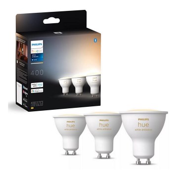 SET 3x Dimmbares LED-Leuchtmittel Philips Hue WHITE AMBIANCE GU10/4,2W/230V 2200-6500K