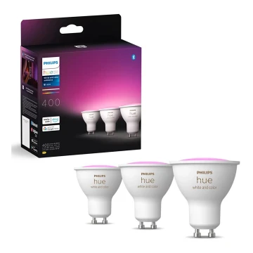 SET 3x Dimmbares LED-RGBW-Leuchtmittel Philips Hue WHITE AND COLOR AMBIANCE GU10/4,2W/230V 2000-6500K