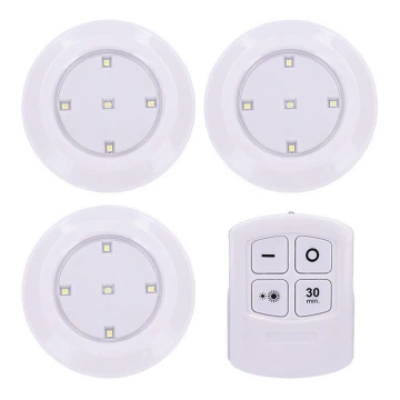 SET 3x LED dimmbare Deckenleuchte mit Fernbedienung LED/3xAAA