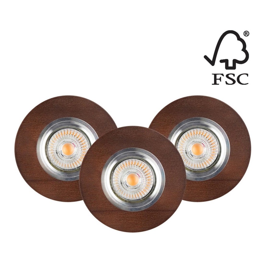 SET 3x LED-Einbauleuchte VITAR 1xGU10/5W/230V CRI 90 Buche – FSC-zertifiziert