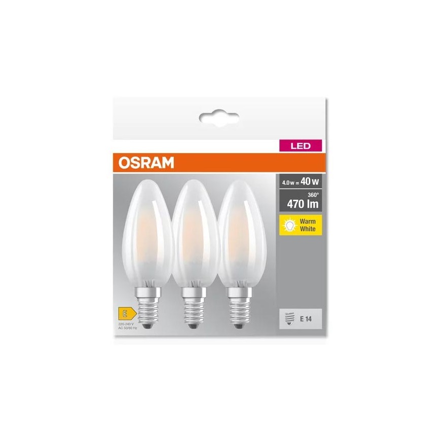 SET 3x LED-Glühbirne B40 E14/4W/230V 2700K - Osram