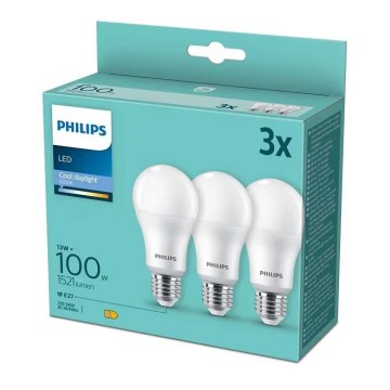 SET 3x LED-Glühbirne Philips A67 E27/13W/230V 6500K