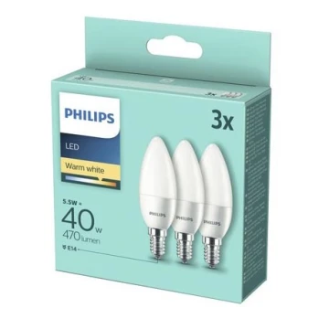 SET 3x LED Glühbirne Philips B35 E14/5,5W/230V 2700K