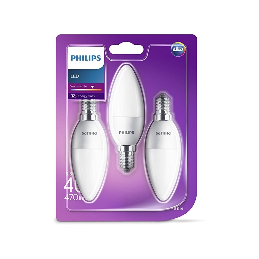 SET 3x LED Glühbirne Philips B35 E14/5,5W/230V