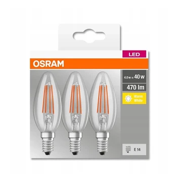 SET 3x LED Glühbirne VINTAGE B40 E14/4W/230V 2700K - Osram