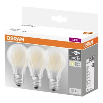 SET 3x LED Glühbirne VINTAGE E27/7W/230V 2700K - Osram