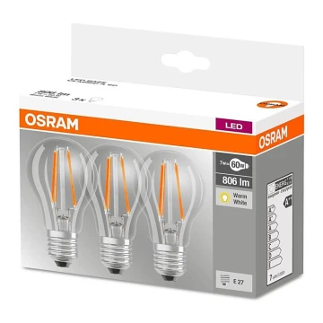 SET 3x LED Glühbirne VINTAGE E27/7W/230V 2700K - Osram