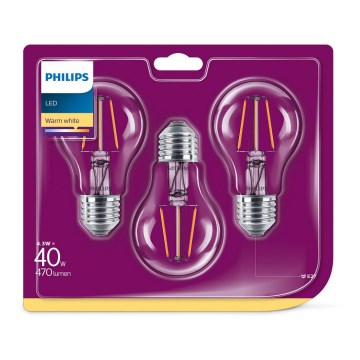 Set 3x LED-Glühbirne VINTAGE Philips E27/4,3W/230V 2700K