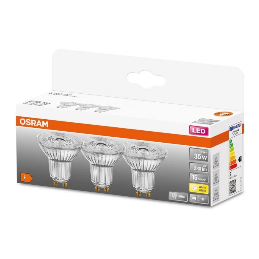 SET 3x LED-Leuchtmittel PAR16 GU10/2,6W/230V 2700K - Osram