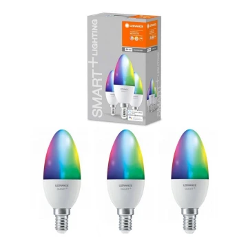 SET 3x LED RGBW Dimmbare Glühbirne SMART+ E14/5W/230V 2700K-6500K - Ledvance