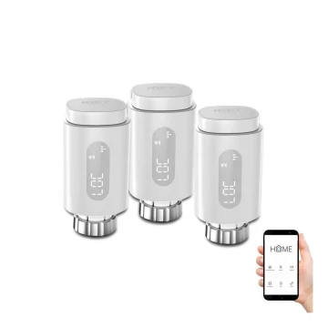 SET 3x Smart-Thermostatkopf mit LED-Anzeige 2xAA/3V Zigbee