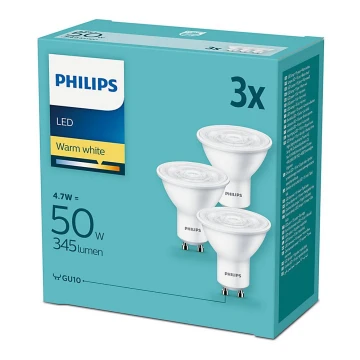 Set 3xLED Glühbirne Philips GU10/4,7W/230V 2700K