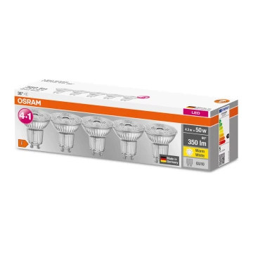 SET 5x LED-Leuchtmittel PAR16 GU10/4,3W/230V 2700K 36° - Osram