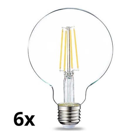 SET 6x Dimmbare LED-Glühbirne VINTAGE G93 E27/8W/230V 2700K