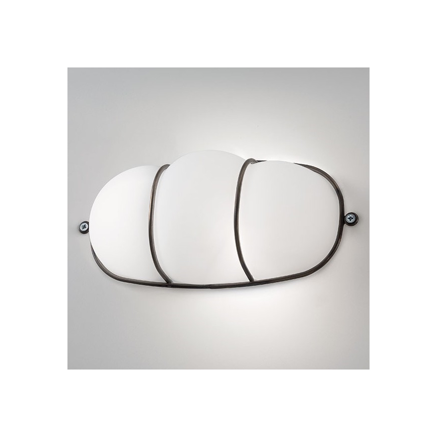 SIRU - Wandleuchte CAGE 1xGX53/10W/230V 22 cm schwarz/weiß Venezianisches Glas