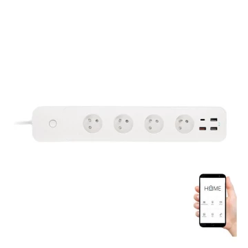 Smart-Steckdosenleiste mit Schalter 1,5 m 4Z + 4xUSB Wi-Fi