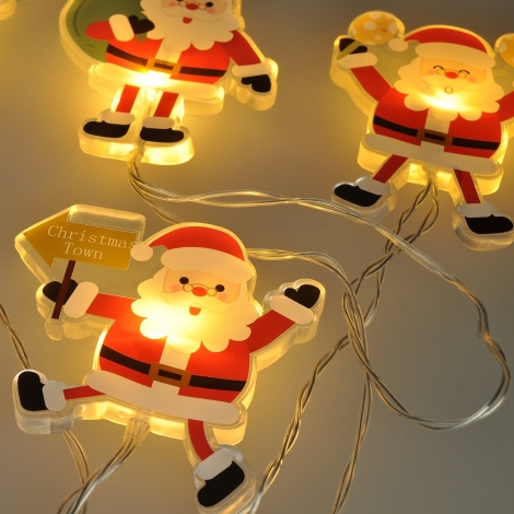 Solight 1V251 – LED-Weihnachtslichterkette Weihnachtsmann warmweiß Saugnäpfen | 6xLED/2xAA mit 1,2m