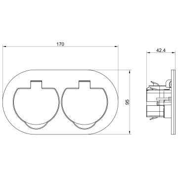 Bodeneinbau-Doppelsteckdose für den Außenbereich IP55 rund