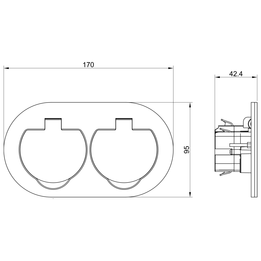 Bodeneinbau-Doppelsteckdose für den Außenbereich IP55 rund