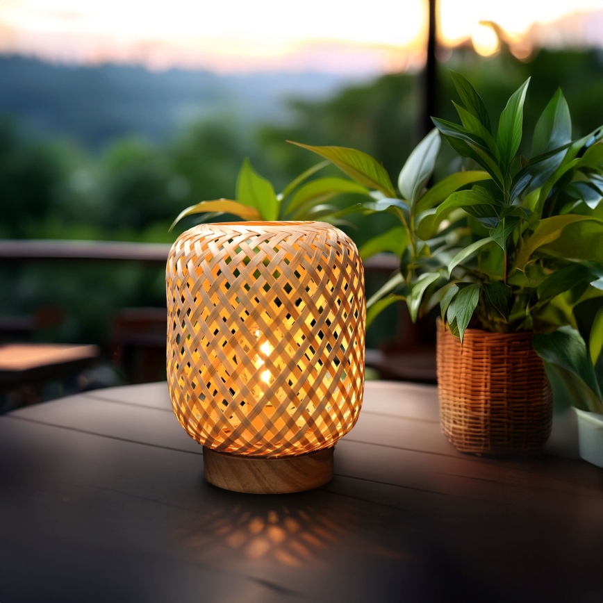 Dekorative LED-Tischleuchte LED/2xAAA Rattan