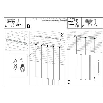 Hängeleuchte an Schnur PASTELO 5xG9/8W/230V Beton