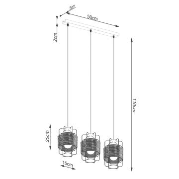 Hängeleuchte an Schnur GIZUR 3xE27/15W/230V