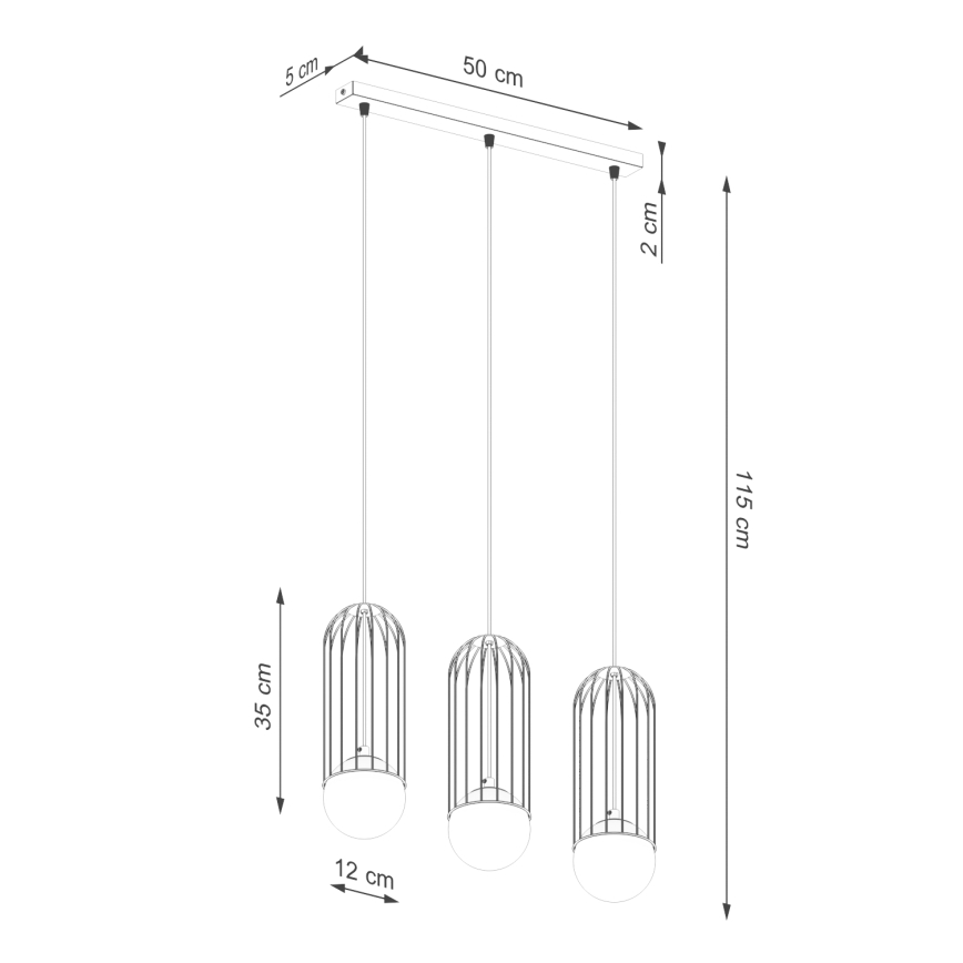 Hängeleuchte an Schnur BRINA 3xG9/8W/230V weiß