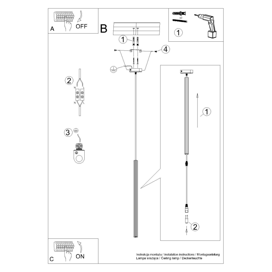 Hängeleuchte an Schnur ARCHE 1xG9/8W/230V weiß