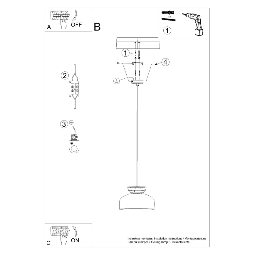 Hängeleuchte MARION 1xE27/15W/230V d 29,5 cm weiß