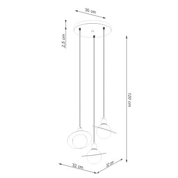 Hängeleuchte an Schnur HYPERION 3xG9/8W/230V weiß