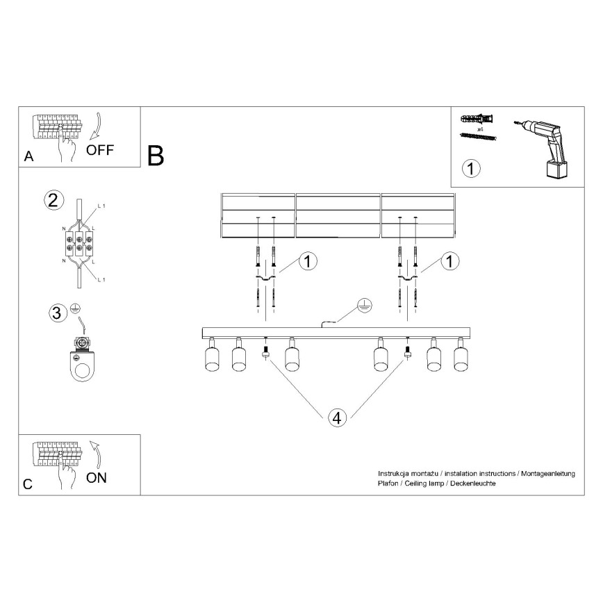 Strahler WINX 6xGU10/10W/230V schwarz/kupfern