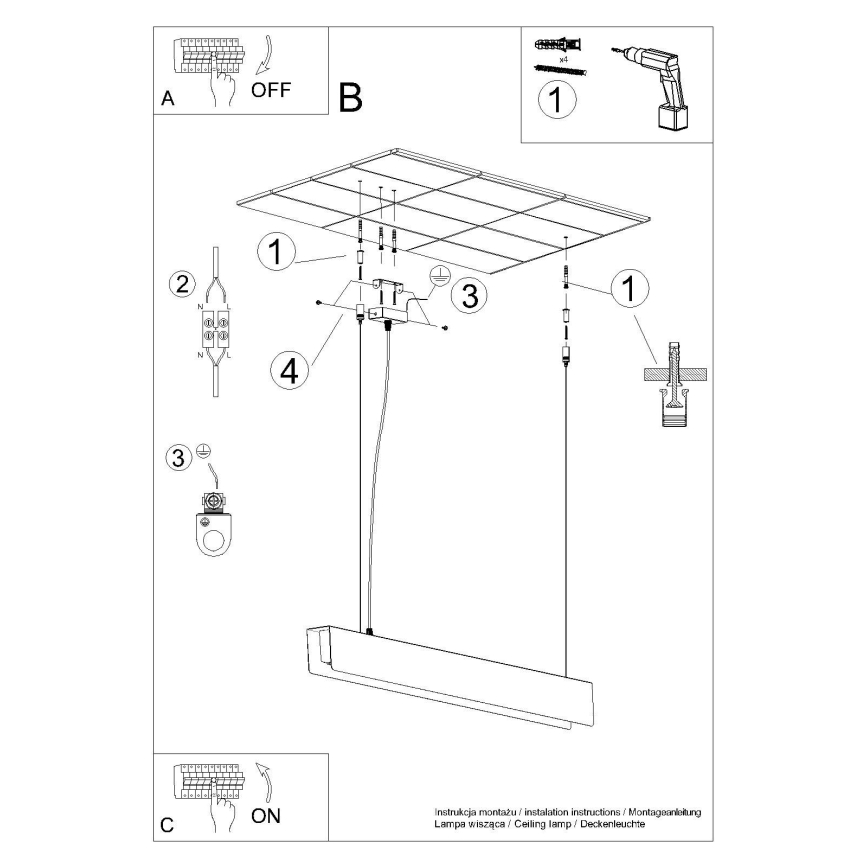 LED-Hängeleuchte an Schnur SPARK 1xG13/8,5W/230V weiß