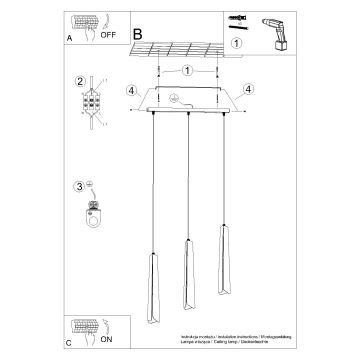 Hängeleuchte an Schnur PRYSM 3xG9/8W/230V weiß