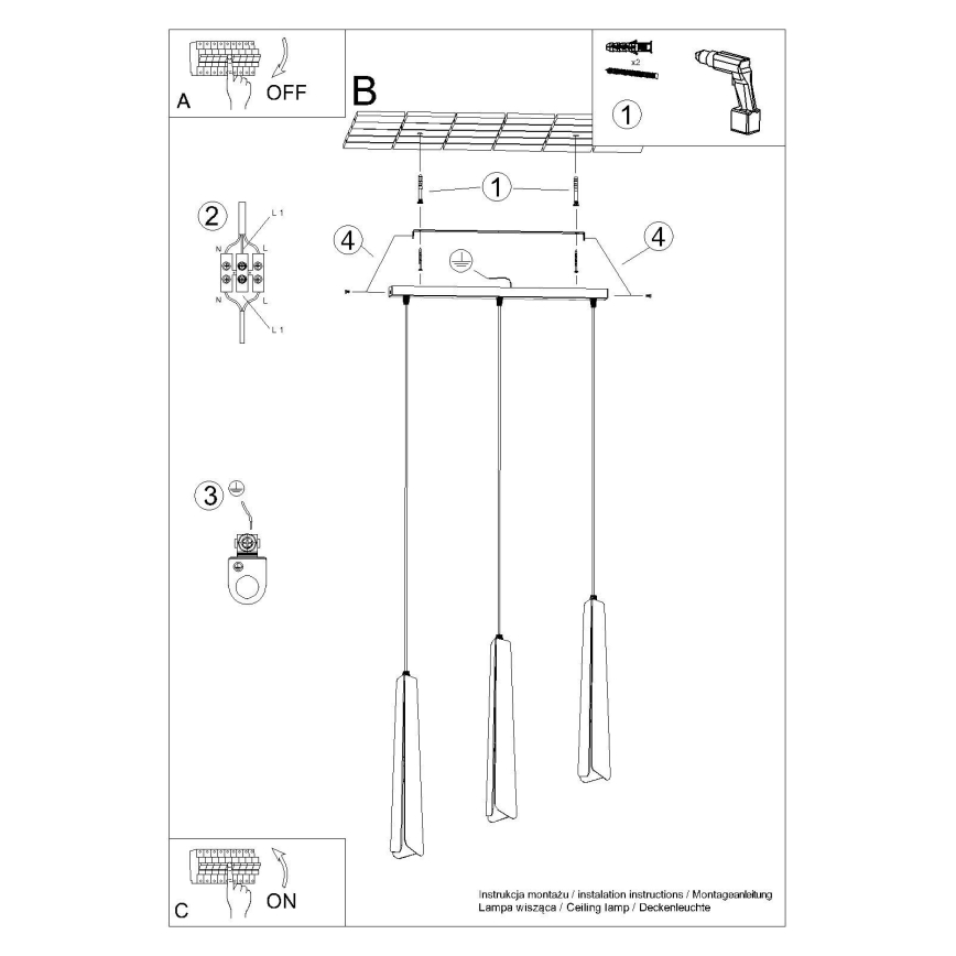 Hängeleuchte an Schnur PRYSM 3xG9/8W/230V weiß