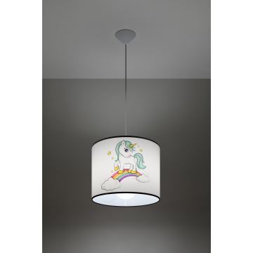 Sollux SL.1412 - Kinder-Hängeleuchte an Schnur UNICORN 1xE27/15W/230V d 30 cm